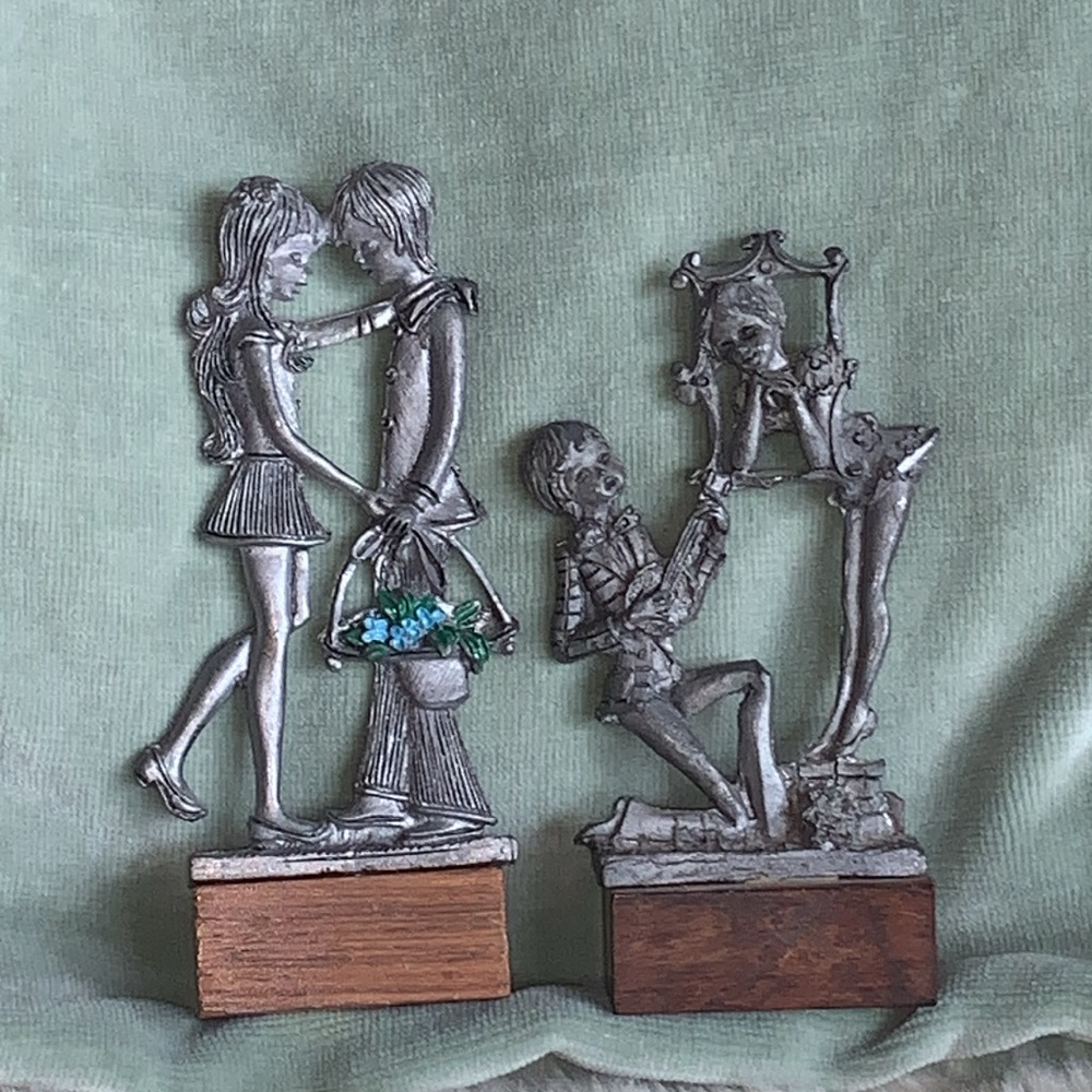 Vintage pewter statue set klasson giftware made in Italy